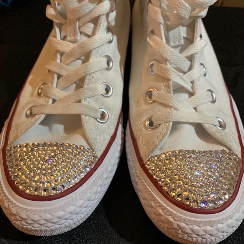 Swarovski-Blinged White Hi-Top Converse